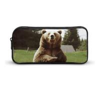 GFLFMXZW Wide Opening Pencil Case Large Capacity Pencil Pouch Hi Bear Sit on The Lawn Pencil Bag Aesthetic Pen Bag Zipper Cosmetic Bag Portable Coin Pouch for Office Organizer