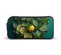 GFLFMXZW Wide Opening Pencil Case Large Capacity Pencil Pouch Lemon Mint Heart Shape Pencil Bag Aesthetic Pen Bag Zipper Cosmetic Bag Portable Coin Pouch for Office Organizer