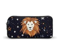 GFLFMXZW Wide Opening Pencil Case Large Capacity Pencil Pouch Lion And Stars Pencil Bag Aesthetic Pen Bag Zipper Cosmetic Bag Portable Coin Pouch for Office Organizer