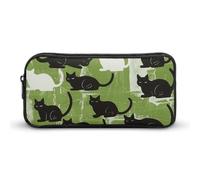 GFLFMXZW Wide Opening Pencil Case Large Capacity Pencil Pouch Lots of Cat Silhouettes Pencil Bag Aesthetic Pen Bag Zipper Cosmetic Bag Portable Coin Pouch for Office Organizer