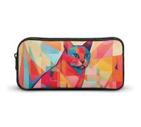 GFLFMXZW Wide Opening Pencil Case Large Capacity Pencil Pouch Mid-Century Modern Art Cat Pencil Bag Aesthetic Pen Bag Zipper Cosmetic Bag Portable Coin Pouch for Office Organizer