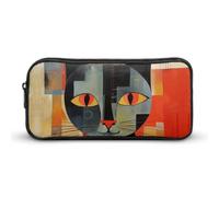 GFLFMXZW Wide Opening Pencil Case Large Capacity Pencil Pouch Orange Red Eyes Cat Pencil Bag Aesthetic Pen Bag Zipper Cosmetic Bag Portable Coin Pouch for Office Organizer