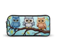 GFLFMXZW Wide Opening Pencil Case Large Capacity Pencil Pouch Owls on A Branch Pencil Bag Aesthetic Pen Bag Zipper Cosmetic Bag Portable Coin Pouch for Office Organizer