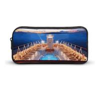 GFLFMXZW Wide Opening Pencil Case Large Capacity Pencil Pouch Pool Party Cruise Ship Pencil Bag Aesthetic Pen Bag Zipper Cosmetic Bag Portable Coin Pouch for Office Organizer