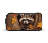 GFLFMXZW Wide Opening Pencil Case Large Capacity Pencil Pouch Raccoon in The Fall Tree Hole Pencil Bag Aesthetic Pen Bag Zipper Cosmetic Bag Portable Coin Pouch for Office Organizer