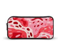 GFLFMXZW Wide Opening Pencil Case Large Capacity Pencil Pouch Red Animal Print Pencil Bag Aesthetic Pen Bag Zipper Cosmetic Bag Portable Coin Pouch for Office Organizer