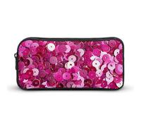 GFLFMXZW Wide Opening Pencil Case Large Capacity Pencil Pouch Red Sequin Pattern Pencil Bag Aesthetic Pen Bag Zipper Cosmetic Bag Portable Coin Pouch for Office Organizer