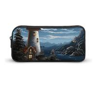 GFLFMXZW Wide Opening Pencil Case Large Capacity Pencil Pouch Santa Claus Lighthouse Pencil Bag Aesthetic Pen Bag Zipper Cosmetic Bag Portable Coin Pouch for Office Organizer