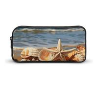 GFLFMXZW Wide Opening Pencil Case Large Capacity Pencil Pouch Seashells on The Sandy Beach Pencil Bag Aesthetic Pen Bag Zipper Cosmetic Bag Portable Coin Pouch for Office Organizer