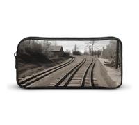 GFLFMXZW Wide Opening Pencil Case Large Capacity Pencil Pouch Train Track Pencil Bag Aesthetic Pen Bag Zipper Cosmetic Bag Portable Coin Pouch for Office Organizer