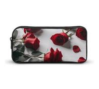 GFLFMXZW Wide Opening Pencil Case Large Capacity Pencil Pouch Valentine Red Rose Pencil Bag Aesthetic Pen Bag Zipper Cosmetic Bag Portable Coin Pouch for Office Organizer