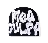 GFLPO MEA Culpa Beanie Y2k Beanie Women Beanie Y2k Hat Graphic Beanie Winter Hat Knit Skull Cap Knitted Cap Y2k Accessories, Black with Rhinestone, One Size