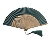 GFM® Bamboo Silk Handheld Folding Chinese Hand Wooden Fans for Summer, Wedding, Party Favour-Flick Open (F78-31-Grass Green)(FLSLK-F78-31-GRSHR)