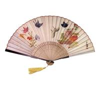 GFM® Bamboo Silk Handheld Folding Japanese Chinese Hand Fan Fan for Summer, Wedding, Party Favour (FLSLK-MR-E) (Japanese-MR-28) (FLSLK-F15-MR-28)