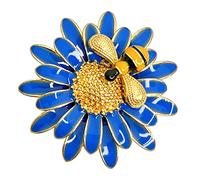 GFM® Bee Flower Brooch - Christmas, Mother's day, Birthday, Valentines Day - Bee-Blue Flower - (EXC)(BRCH-A21-BEE-DSFLR-CRTNL)