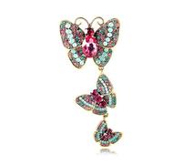 GFM® Butterfly Crystal and Rhinestones Brooch - Christmas, Mother's day, Birthday, Valentines Day - Pink - (S5-BRCH-3BF-GLB)