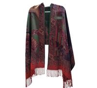 GFM® Cashmere Texture Paisley Floral Shawl Scarf for Autumn Winter (PAISSHL) (PaisSHL-D-VLLHR-Red Green Purple Blues)