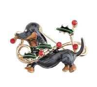 GFM® Christmas Brooch - Dachshund Dog Holly - Stocking Filler (EXC)(BRCH-Holly-DG)