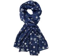 GFM Christmas Snowflakes Foil Print Scarf (88) (SNFLK-03-GHNL-BLue)