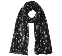 GFM Christmas Snowflakes Foil Print Scarf (88) (SNFLK-03-KL-Black)