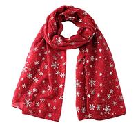 GFM® Christmas Snowflakes Foil Print Scarf - Red - (AT)(SNFLK-03-VLL)