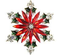GFM® Christmas Theme Brooch Pin-Women Men - Snowflake Large - Red Crystals - (DRV) (CHRIS-B) (BRCH-CHR-102)