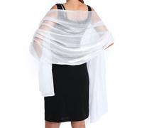GFM® Crepe Effect Shimmer Scarf- Crepe Effect -White L:200cm - - Evening Wedding Bridesmaids Proms - (SCF-SHIMCRP-SFD)
