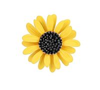 GFM® Daisy Flower Brooch - Christmas, Mother's day, Birthday, Valentines Day (Yellow Black) (BRCH-XD9153-ENM-DSY-A-PLAKL)