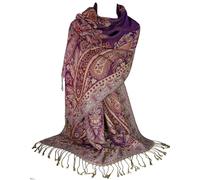 GFM® Floral Mosaic Pattern Pashmina Style Scarf - S13-Purple Red - (Pash-S13-GHJMN)