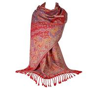 GFM® Floral Paisley Mosaic Pattern Pashmina Style Scarf - Red - (EXC)(88-MSC1-VLL)