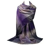 GFM® Floral Paisley Pattern Pashmina Style Scarf Shawl - S1-Purple - (FLD) (Pash-9321-JMN)