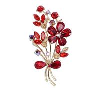 GFM® Forget Me Not Floral Poppy Brooch with Crystal and Rhinestones - Christmas, Birthday, Mother's Day, Valentine's Day, Wedding Anniversary, Remembrance Day (Brch-FGM-VLL)