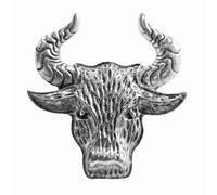 GFM® Highland Cow Coo Brooch Pin - Unisex -Lapel Pin-Souvenir Gift-Silver Tone-(BRCH-CW-6125-CH)