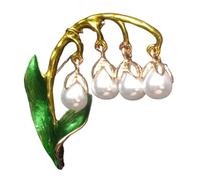 GFM® Lily Of The Valley Faux Pearls Brooch - Christmas, Valentine's Day, Birthday, Mother's Day (BRCH-LOTV-001)