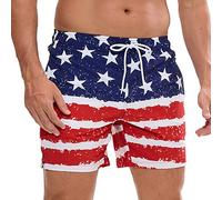 GFM® Men's American USA Flag Stars and Stripes Swim Shorts with Compression Liner - Quick Dry - Swimming, Beach, Running, Sports (SWM-SHT-BB) (UK, Alpha, XXL)(SWM-ST6-USFLG-UK-2XL-ASN-3XL)