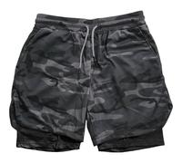GFM® Mens Camouflage Pattern Active Shorts with Inner Lining for Gym, Fitness, Sports, or Home use. (UK, Alpha, 3XL, Regular, Regular, Camo-Grey Black)(SHORTS-GYM-13-CAMO-BH-kl-ASN-3XL)