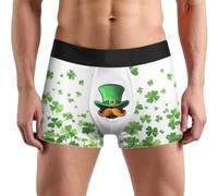 GFM® Mens Underwear Boxers - Clover Shamrock Leprechaun Pattern - Irish Ireland National Symbol (UJ-CLVR)