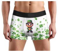 GFM® Mens Underwear Boxers - Clover Shamrock Leprechaun Pattern - Irish Ireland National Symbol (UJ-CLVR) (UK, Alpha, M, Regular, Regular, K007-Leprechaun)(UW-CLVR-K007-ASN-M)
