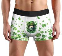 GFM® Mens Underwear Boxers - Clover Shamrock Leprechaun Pattern - Irish Ireland National Symbol (UJ-CLVR) (UK, Alpha, M, Regular, Regular, K003-Leprechaun)(UW-CLVR-K003-ASN-M)