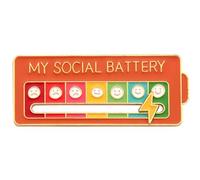 GFM® My Social Battery Cute Creative Expression Brooch - Workplace, Christmas, Birthday, Mother's Day, Valentine's Day, Party, Wedding Anniversary (DNR)(BRCH-SocialBattery-NRG)