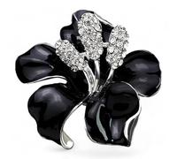 GFM® Orchid Lily Flower Brooch - Birthday Valentine's Day, Mothers day, Poppy Day, Remembrance Day, Christmas -Black-(Brch-PPY-ORC-KL)