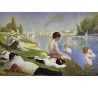 GFM Painting Handmade Oil Painting Reproductions of Bathers At Asnieres 1883-84,Oil Painting by Georges Seurat - 12 By 16 inches