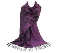 GFM Pashmina Style Scarf in Peacock Feathers Design -Light Purple- (KC)(PCKPASH-P47-HLJMNKL)