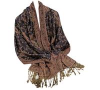 GFM® Pashmina Style Soft Scarf in Paisley Floral Designs (Aubergine Purple)(Pash-023-AUJMN)