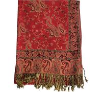 GFM® Pashmina Style Soft Scarf in Paisley Floral Designs (Bright Red)(Pash-023-VLLKL)