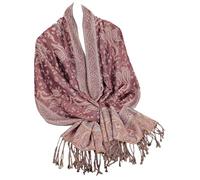 GFM® Pashmina Style Soft Scarf in Paisley Floral Designs (Pash-023) (Dusky Pink)