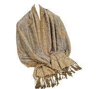 GFM® Pashmina Style Soft Scarf in Paisley Floral Designs (Pash-023) (Light Grey)