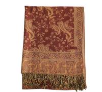 GFM® Pashmina Style Soft Scarf in Paisley Floral Designs (Pash-023) (Red Orange)