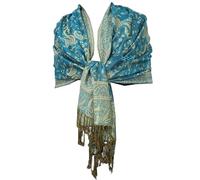 GFM® Pashmina Style Soft Scarf in Paisley Floral Designs (Turquoise) (Pash-023-TXNL)