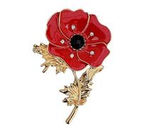 GFM® Poppy Flower Brooch for Remembrance Day (DRV)(BRCH-PPY-222)